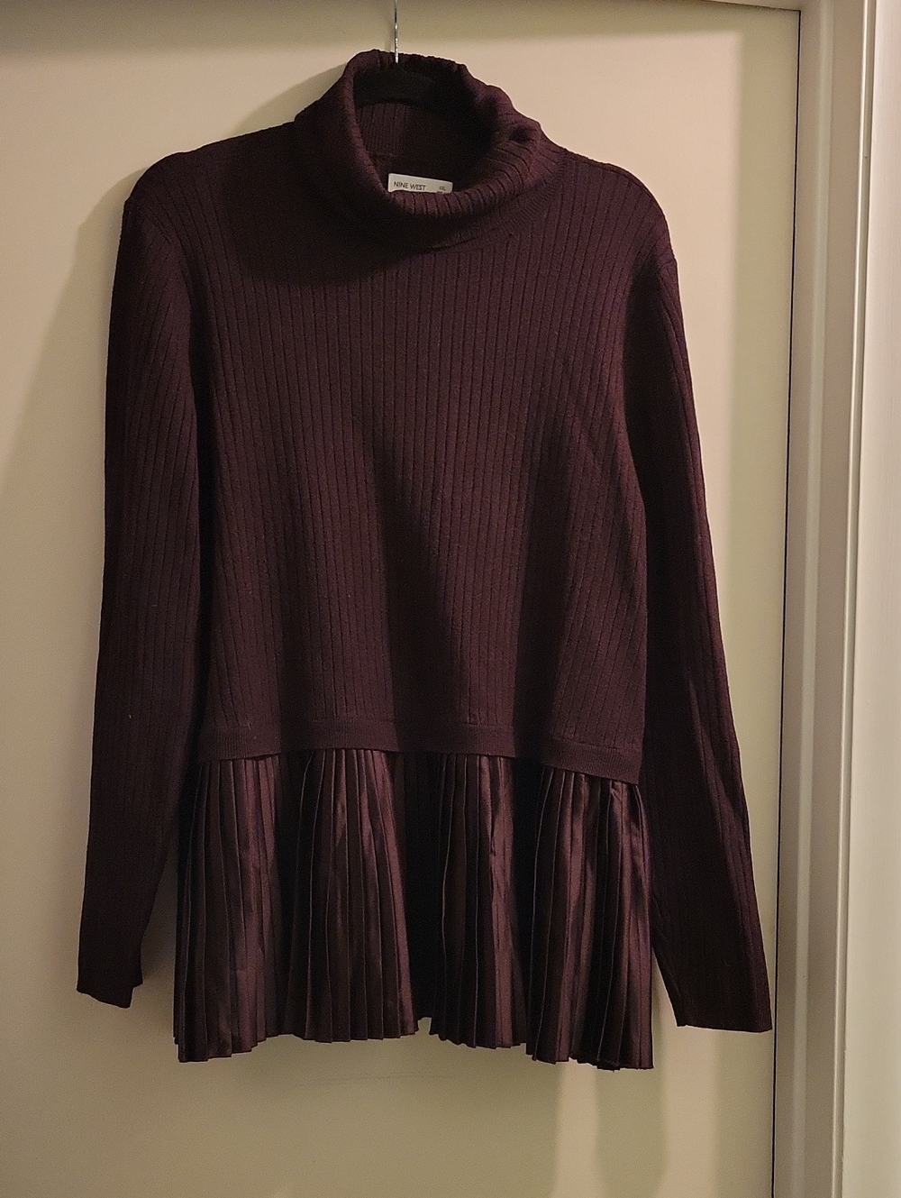 Nine West Ribbed Knit Sweater in Dark Plumb